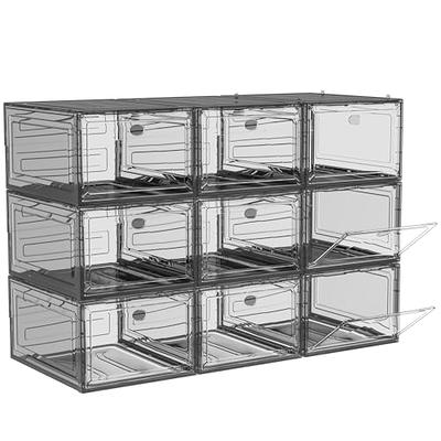 SESENO. 12 Pack Shoe Storage Boxes, Clear Plastic Stackable Shoe Organizer  Bins, Drawer Type Front Opening Shoe Holder Containers