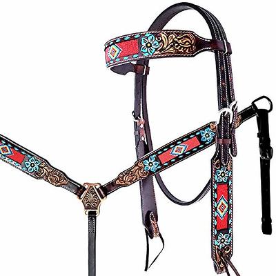 Turquoise Blue & Chocolate Brown Western Headstall and Breast