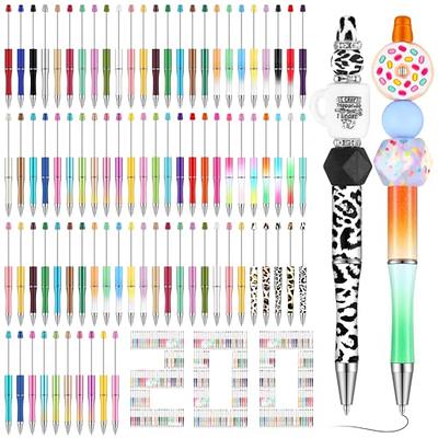 Qilery 20 Sets Beadable Pens Kit with 132 Assorted Beads 20 Beaded