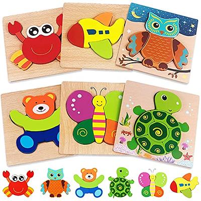 SYNARRY Wooden Dinosaur Puzzles for Kids Ages 3-5, 4 Packs 24 PCs Jigsaw  Puzzles Preschool Educational Brain Teaser Boards Toys Gifts for Children
