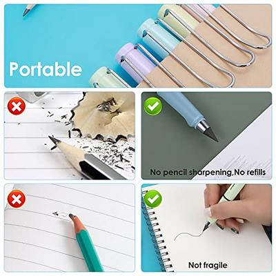 6 Sets Inkless Everlasting Pencil, Infinity Inkless Pencil with Eraser,  Portable Tree-Friendly Cute Forever Pencil for Kids Writing, Sketch,  Drawing, (6 Pencils + 6 Erasers + 6 Replacement Pen Tips) 