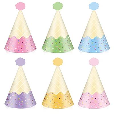 Girl Birthday Paper Hats Pastel Rainbow Party Decorations Favors