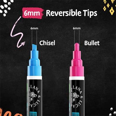 Chalky Crown Bold Chalk Markers - Dry Erase Marker Pens - Liquid Chalk Markers for Chalkboards, Signs, Windows, Blackboard, Glass - Reversibl