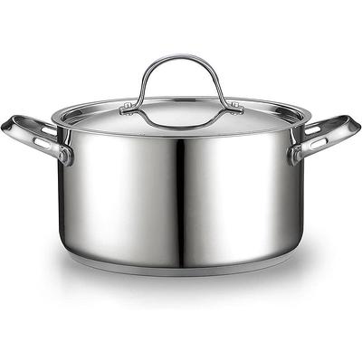 Vigor SS3 Series 6 Qt. Tri-Ply Stainless Steel Stock Pot with Cover