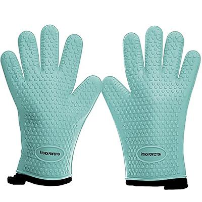 Neoprene Mini Oven Mitts, 2 Pack Heat Resistant Gloves Potholder to Protect Hands with Non-Slip Grip Surfaces and Hanging Loop for Handling Hot Pot