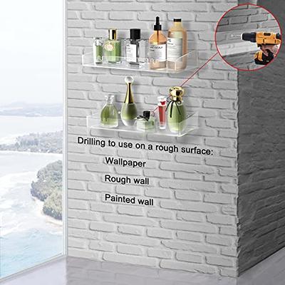 No-Drill Clear Acrylic Makeup Organizer Wall Mounted with Adhesive Stickers  or Screws