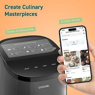  Cosori Mini Air Fryer 2.1 Qt, 4-in-1 Small Airfryer, Bake,  Roast, Reheat, Space-saving & Low-noise, Nonstick and Dishwasher Safe  Basket, 30 In-App Recipes, Sticker with 6 Reference Guides, Gray : Home