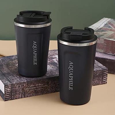 Reusable Coffee Mug Travel Coffee Travel Mug with Leak-Proof Lid Thermal Mug Insulated Cup Stainless Steel Travel Mug with Rubber Handle for Hot and