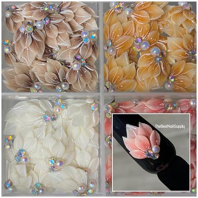 24pcs/set latest pink color metal gems elegant Acrylic resin full