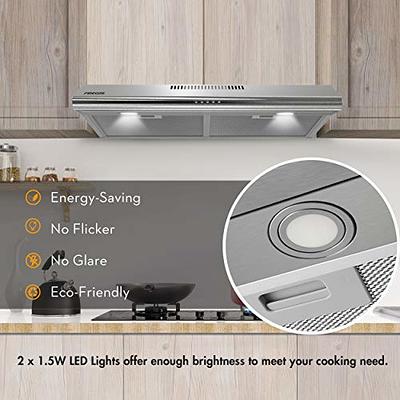 FIREGAS Under Cabinet Range Hood 30 inch with Ducted/Ductless  Convertible,Kitchen Hoods Over Stove Vent, LED Light, 3 Speed Exhaust Fan,  Reusable Aluminum Filters, Push Button,with Charcoal Filter - Yahoo Shopping