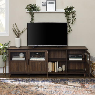 Walker Edison - Classic 2-Door Tall TV Stand for Most TVs Up to 65 - Dark Walnut