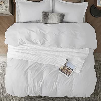 Bedsure White Duvet Cover Queen Size - Washed Duvet Covers, Soft Queen Duvet Cover Set 3 Pieces with Zipper Closure, 1 Duvet Cover 90x90 Inches and 2