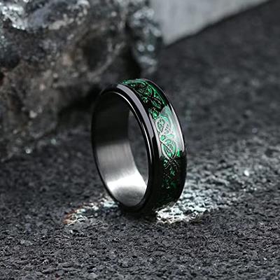 King Will 8mm Black Spinner Ring Stainless Steel Fidget Ring Anxiety Ring  For Men curb chain Inlay 11