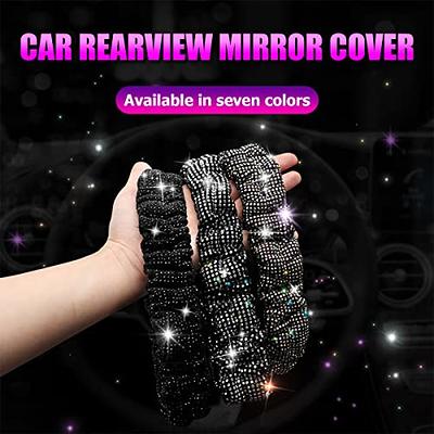 Rhinestone Car Interior Rearview Mirror Decor Charm Crystal Bling Diamond  Ornament Rear View Mirror Cover Women Auto Accessories