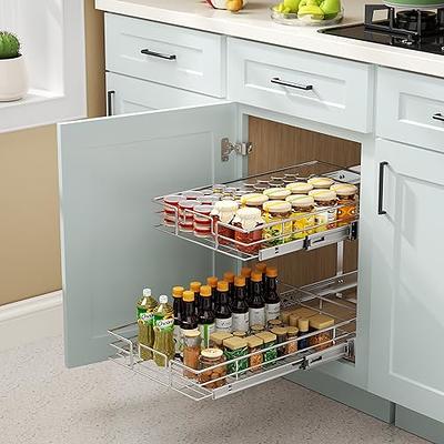 ROOMTEC Pull Out Cabinet Organizer (13½W x 21½D),2 Tier Pull Out Storage  Shelf Drawer Basket,Sliding Shelves for Base Cabinet Organization in  Kitchen, Bathroom, Pantry - Yahoo Shopping