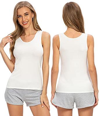 Women's Tank Top Cotton Modal Camisole Long Length Layering V-Neck 3 Pack