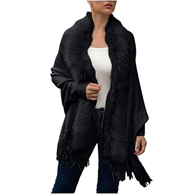 Caracilia Women Luxury Bridal Faux Fur Shawl Wraps Cloak Coat Sweater Cape