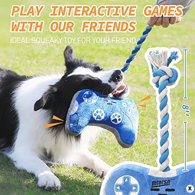 MTERSN Cute Squeaky Dog Toys : Blue Game Controller Plush Dog Toy