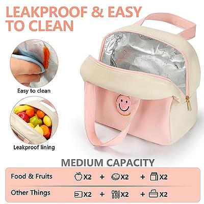 POETIC WREATH Lunch Bag for Women Large Insulated Lunch Box Reusable Lunch  Tote with Preppy Soft Leather Bag for Work School Picnic Travel  (White&Pink) - Yahoo Shopping