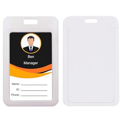 Vertical Clear Plastic ID Badge Card Holder Pocket Pouch 4pcs