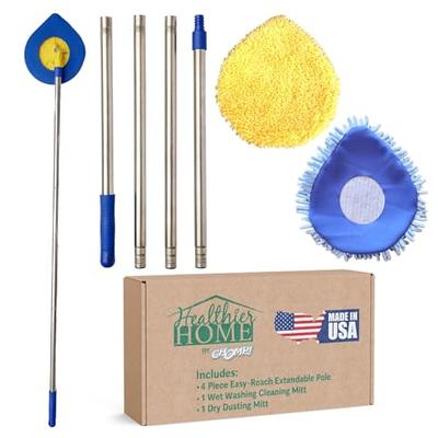 Baseboard Cleaner Tool with Handle, 5 Reusable Cleaning Pads, No-Bending  Mop Baseboard Cleaner Tool Long Handle Adjustable Baseboard Molding Tool  for Bathroom Microfiber Cleaning 