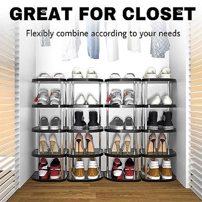 Simple Trending 3-Tier Stackable Shoe Rack, Expandable & Adjustable Fabric Shoe  Shelf Storage Organizer, White - Yahoo Shopping