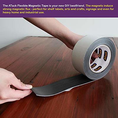 Atack Magnetic Tape Strip Roll, 1/2-Inch x 10-Foot, Pack of 3, Self-Adhesive, Peel and Stick on Double-Sided Magnet Strips for Fridge, Crafts and DIY