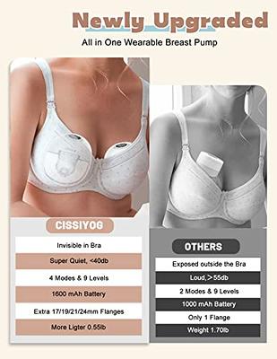  Wearable Breast Pump Hands Free Electric Breast Pump with 4  Modes & 9 Levels, 1600 mAh Super Quiet Portable Painless Breastpump Breastfeeding  Essentials for Outdoor, 17/19/21/24mm Flanges (1) : Baby