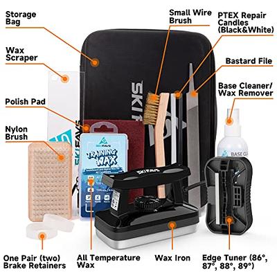 Skifavs Ski/Snowboard Wax Kit, Ski Tuning & Waxing Kit with Wax Iron,  Complete Basic Wax Set - Professional Tuning Equipment, All Temperature  Wax, Base Cleaner, Brush, Wax Scraper, P-tex, Tuning Stone 