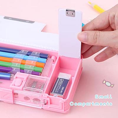 Pop Up Multifunction Pencil Case for Girls and Boys, Cute Cartoon Pen Box  Organizer Stationery with Lock, Sharpener, Schedule, Whiteboard, School
