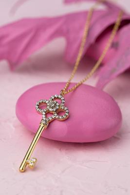 14K Gold Key Pendant 14K Rose Gold