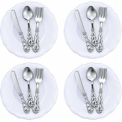 1 Inch Scale Silver Flatware Dollhouse Miniature Set - 12 pieces