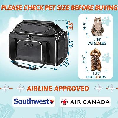  Wakytu TSA Approved Pet Carrier for Small Cats Dogs, Travel Bag  with Adequate Ventilation, 5 Mesh Windows, 3 Entrance, Locking Safety  Zippers, Padded Shoulder and Carrying Strap, Small : Pet Supplies