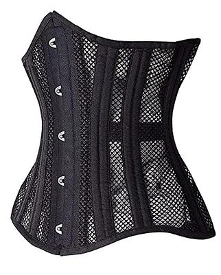 Yarrow Underbust Black Mesh with Lace Long Corset