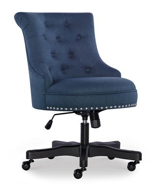 Home Decorators Collection Cosgrove Gray Upholstered Office Chair with Arms and Adjustable Wood Base, Charcoal Gray