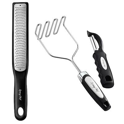 Spring Chef Premium Handheld Zester/Fine Grater & Stainless Steel Potato  Masher and Vegetable Swivel Peeler Set - 2 Product Bundle - Black - Yahoo  Shopping