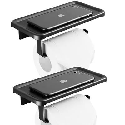 Toilet Paper Holder, Modern, Matte Black, With Shelf