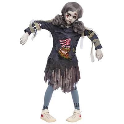 Women's Zombie Doll Puppet Costume Broken Doll Costume Ghost Costume  Porcelain Baby Girl Halloween Circus Clown Fancy Dress