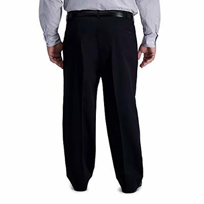 Haggar mens B&t Iron Free Premium Khaki Classic Fit Pleat Front Expandable  Waist Casual Pants, Black, 50W x 32L US - Yahoo Shopping