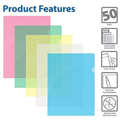 Dunwell Clear Plastic Folders Sleeves (12 Pack, Assorted Colors) - Plastic  Sleeves for Paper 8.5x11, Transparent Project Folders with Plastic Paper