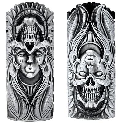 Metal Lighter Case Fits BIC, in Skull Art Design Standard Lighter