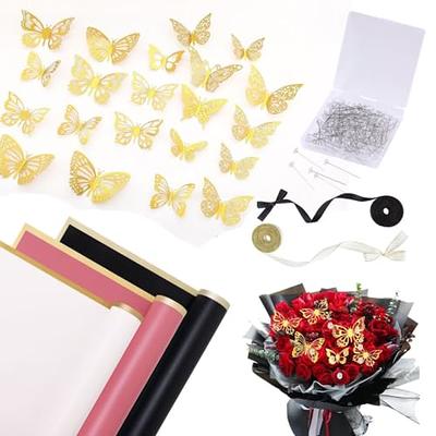 Unique Bargains 60pcs Flower Wrapping Paper Single Rose Bouquet Sleeves Package Bag - White