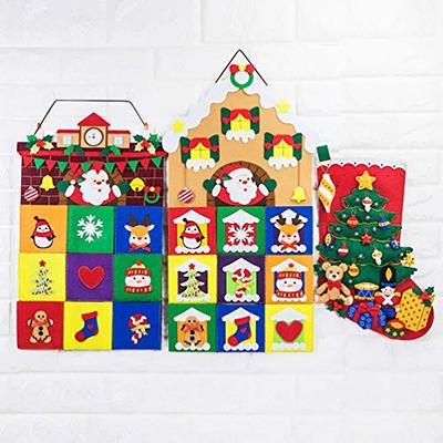 LIOOBO Christmas Stocking Felt Applique Kit Handmade Xmas Tree DIY Fabric  Hanging Bag for Festive Kids Educational Toy Gift Wall Door Decor - Yahoo  Shopping