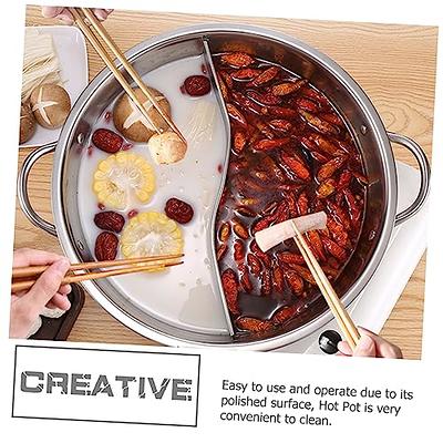 Chinese Hot Pot with Lid Thicken Stainless Steel 2 In 1 Divided