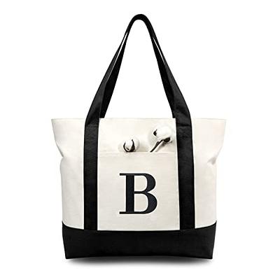 BeeGreen Teacher Gifts Personalized Gifts for Women Initial Tote Bag with  Pocket Embroidery Monogram Beach Tote Bag 13OZ Canvas Large Tote Bag  Aesthetic for Bridesmaids Mother Gift Bag X