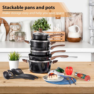 Carote Nonstick Pots and Pans Set, 8 Pcs Granite Stone Kitchen Cookware  Sets (Black) - Yahoo Shopping