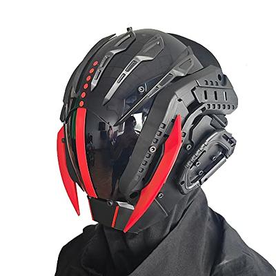 Punk Headgear Mask Cosplay LED Red Helmet for Men