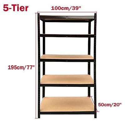 FUTASSI 5 Tiers Metal Bookshelf, Free-Standing Metal Narrow Bookcase,  Storage Organizer Shelves for Garage, Kitchen, Bathroom, Balcony and Living