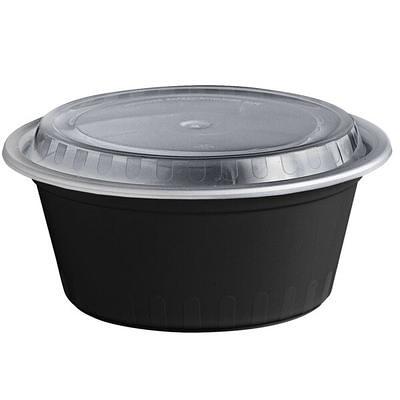 Choice 48 oz. Black Round Microwavable Heavy Weight Container with Lid 9 -  150/Case