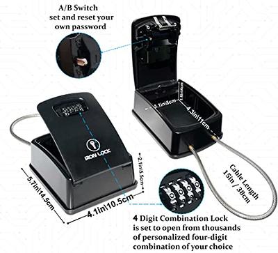 Iron Lock® - Caja de bloqueo de llave XXL para llaves, combinación de 4  dígitos con código reajustable con interruptor AB, caja de seguridad extra